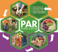 Plant a Row logo show food cycle from field to table